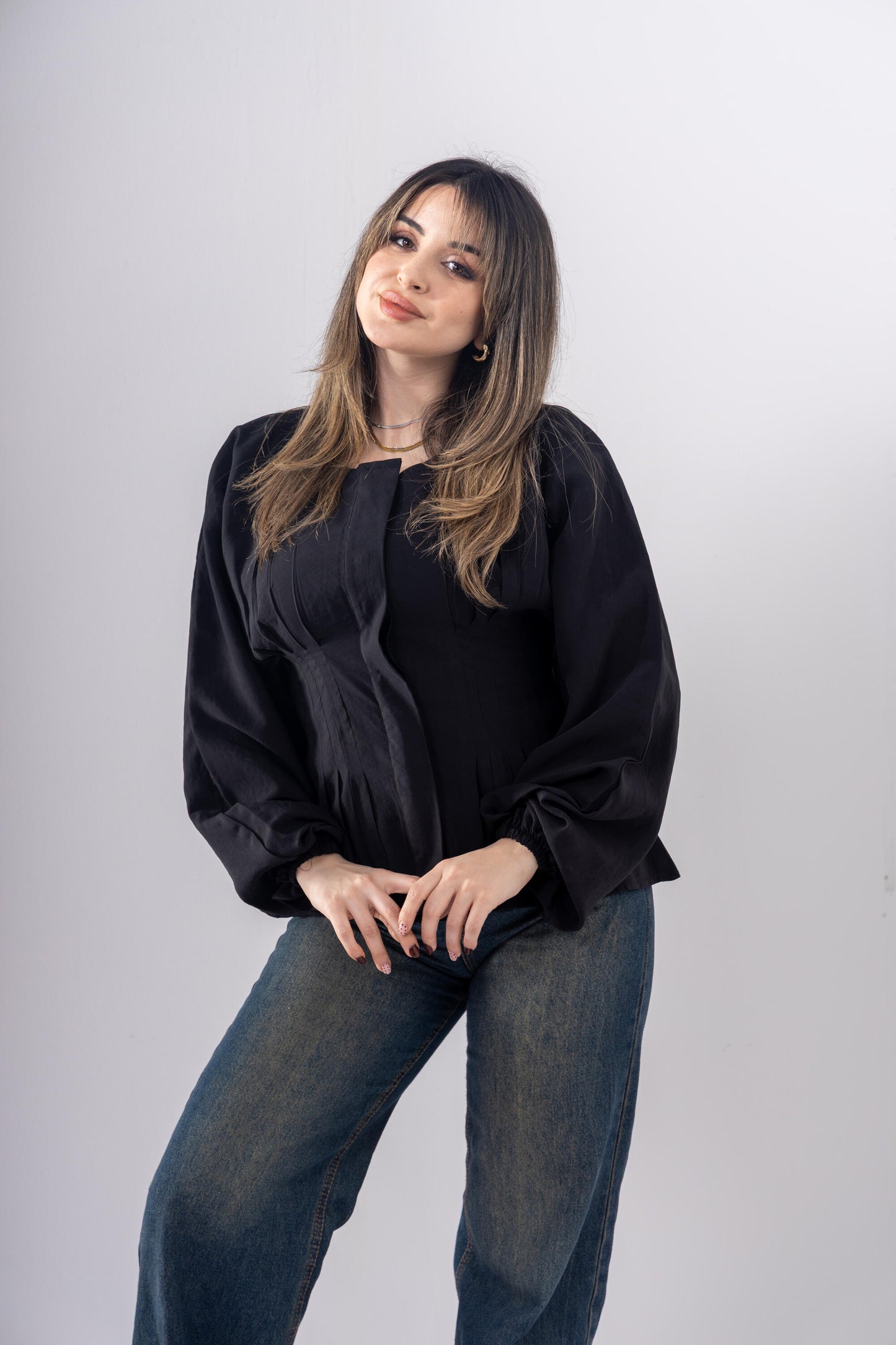 Pintuck Shirt In Black