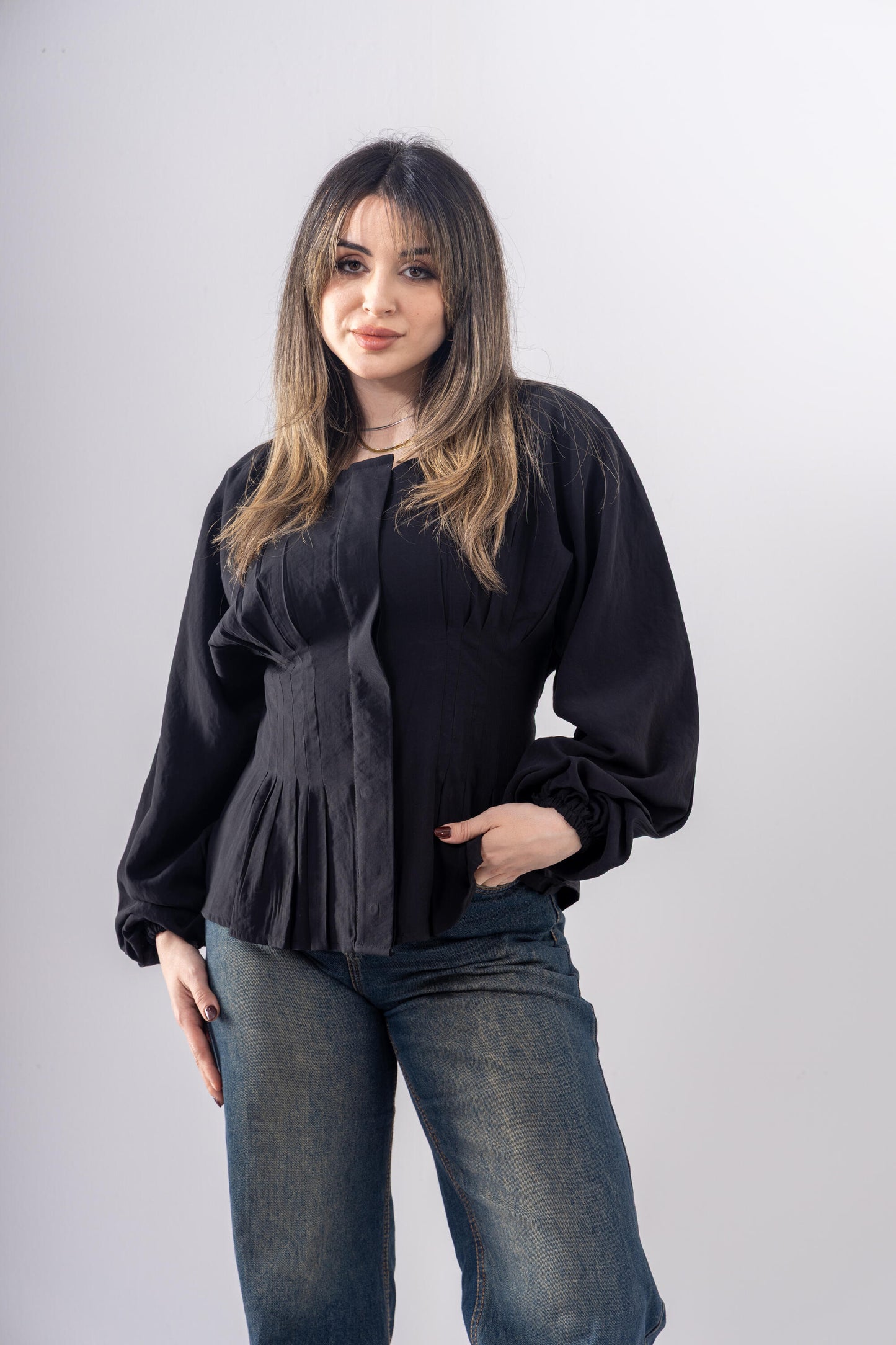 Pintuck Shirt In Black