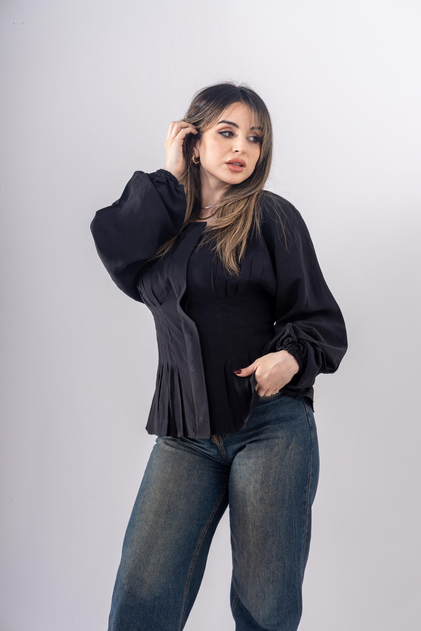 Pintuck Shirt In Black
