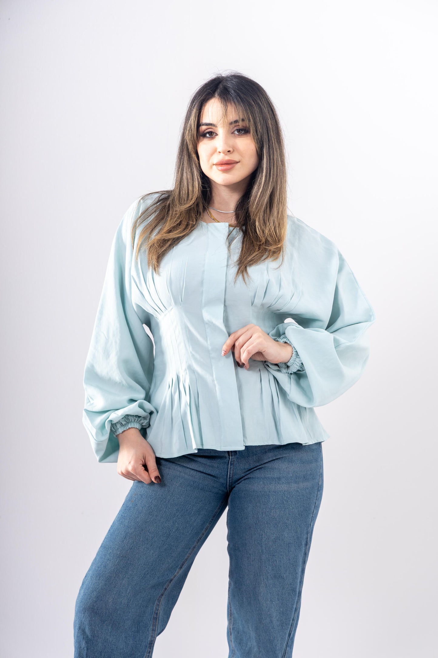 Pintuck Shirt In Light Blue