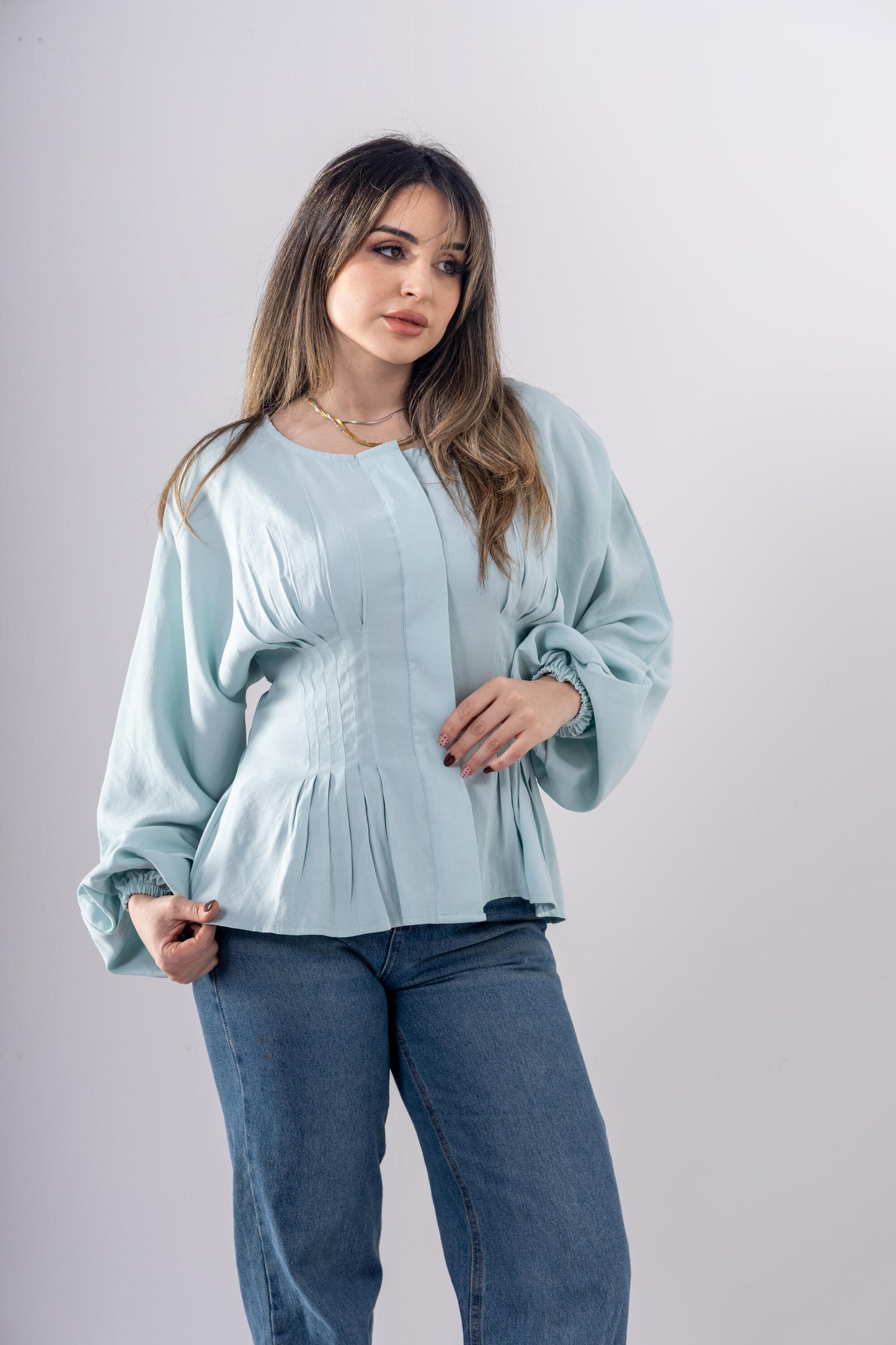 Pintuck Shirt In Light Blue
