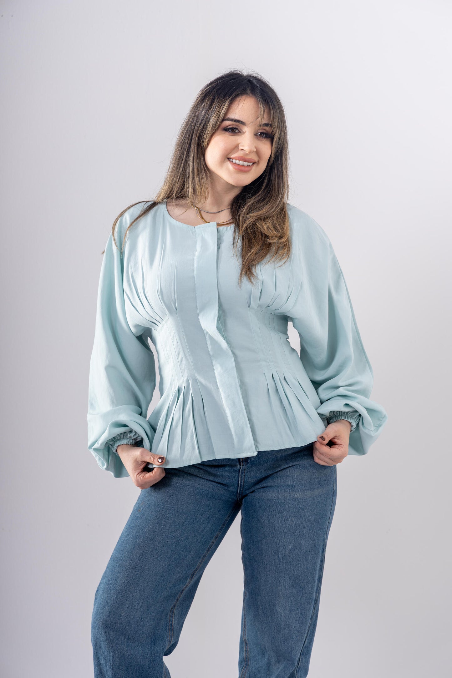 Pintuck Shirt In Light Blue