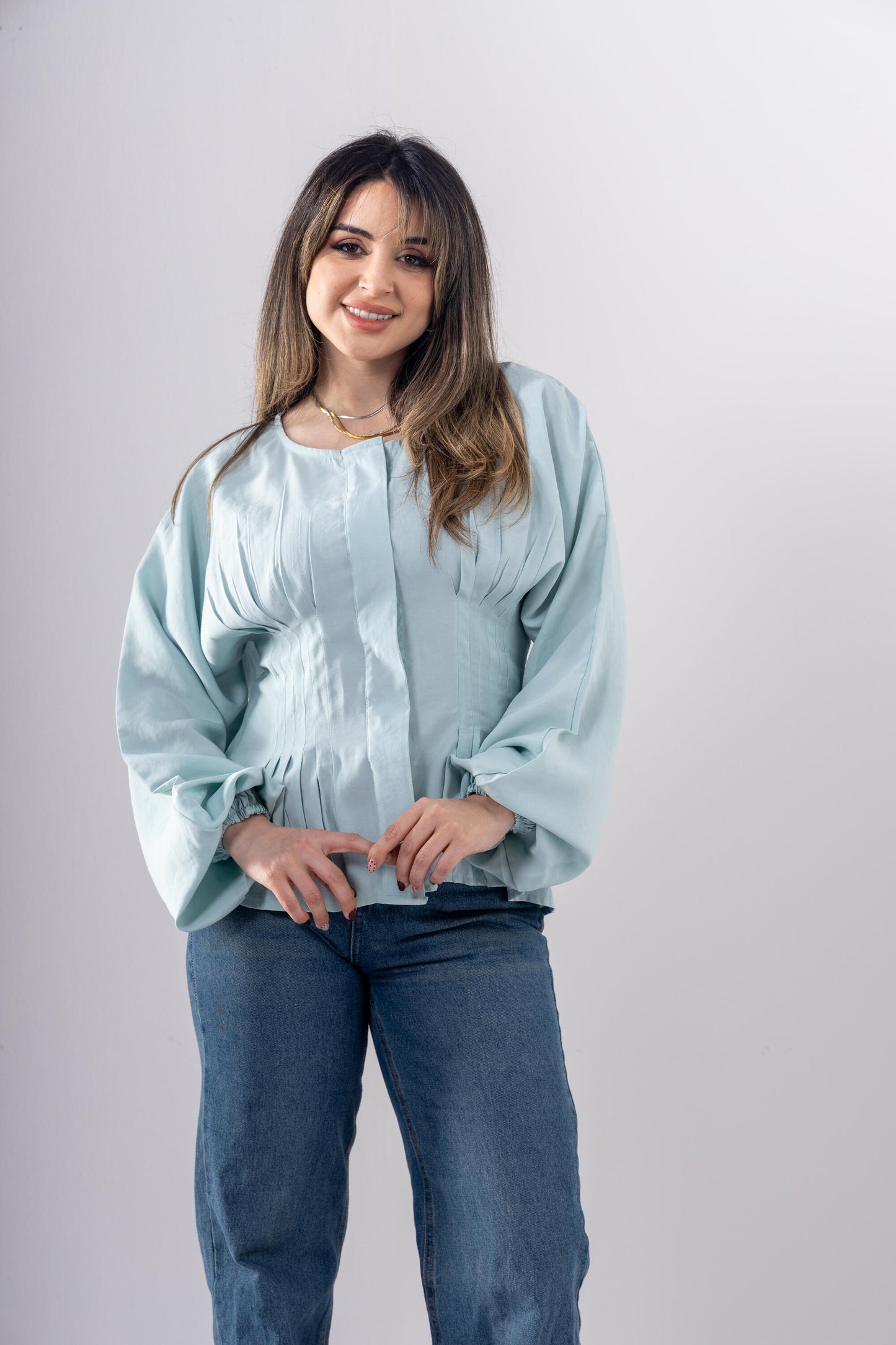 Pintuck Shirt In Light Blue