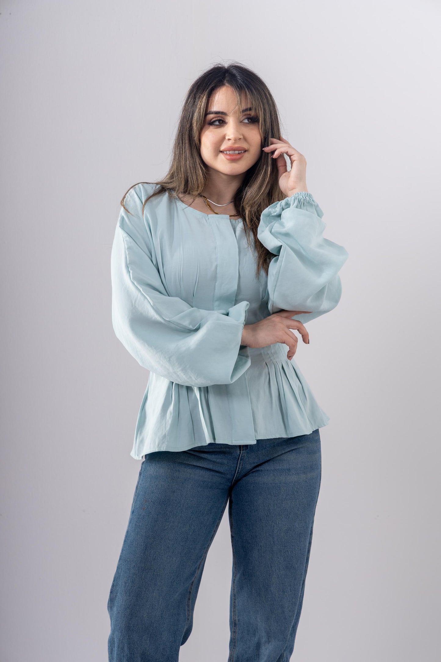 Pintuck Shirt In Light Blue