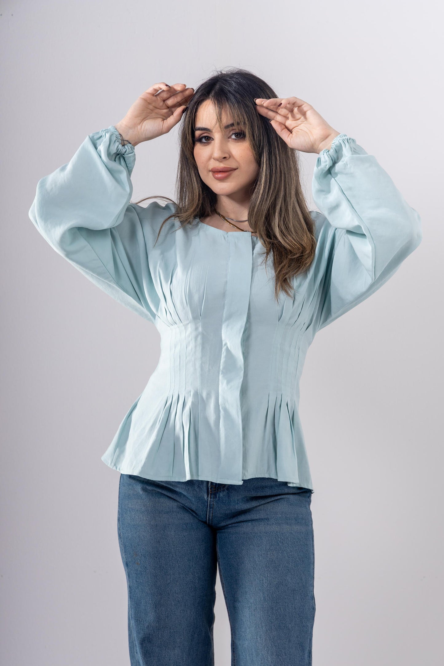 Pintuck Shirt In Light Blue