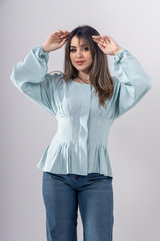 Pintuck Shirt In Light Blue