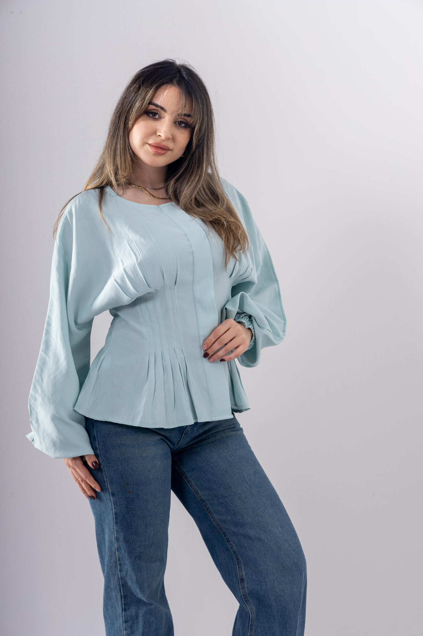 Pintuck Shirt In Light Blue
