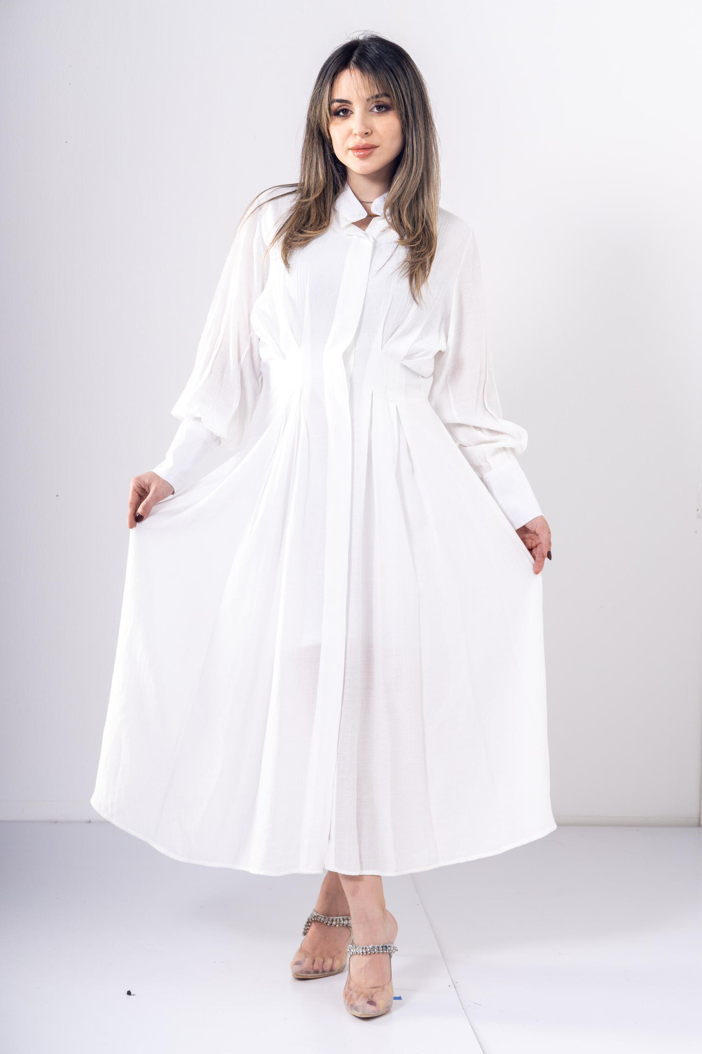 Cloud Waist Midi in White