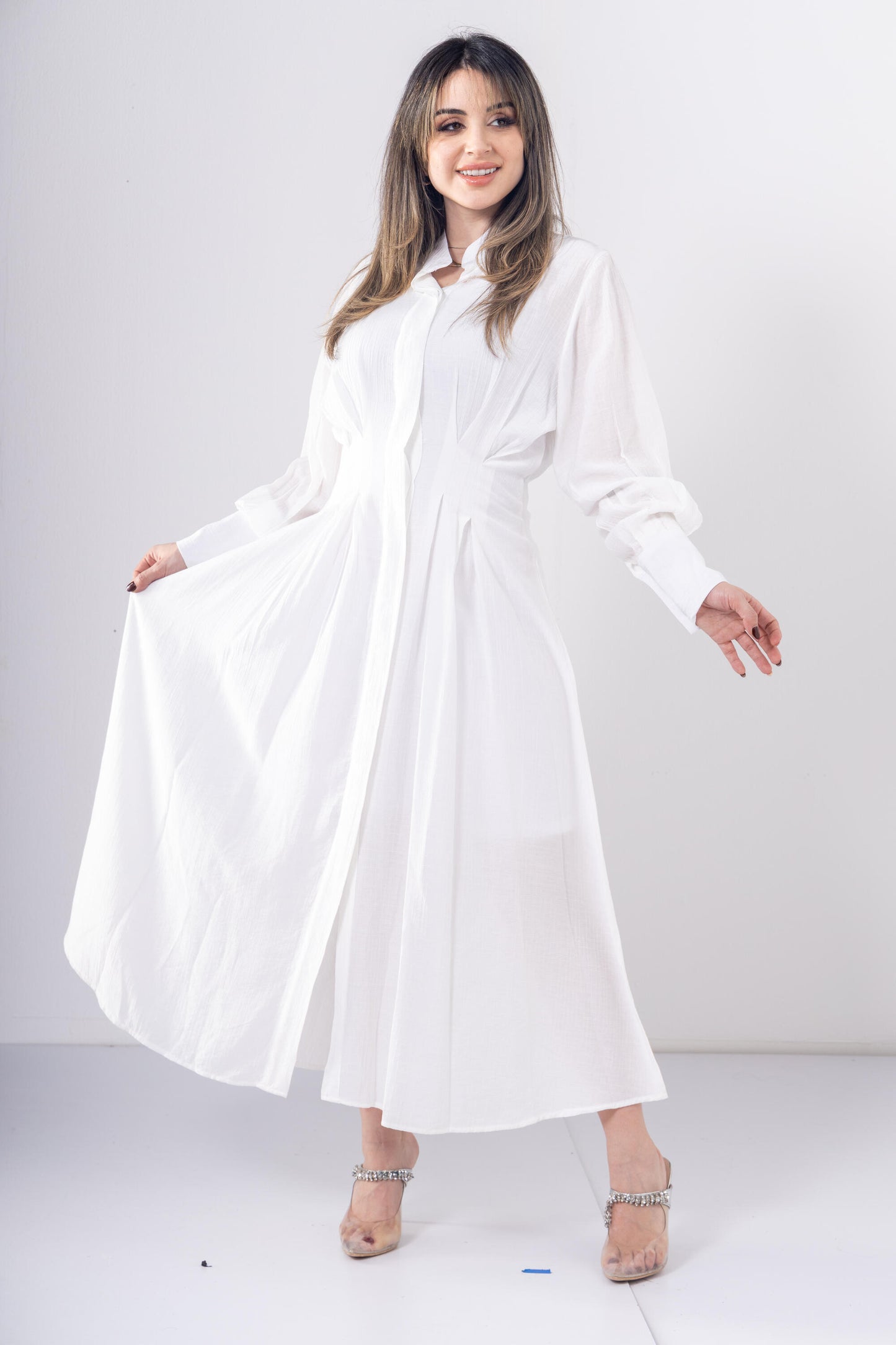 Cloud Waist Midi in White