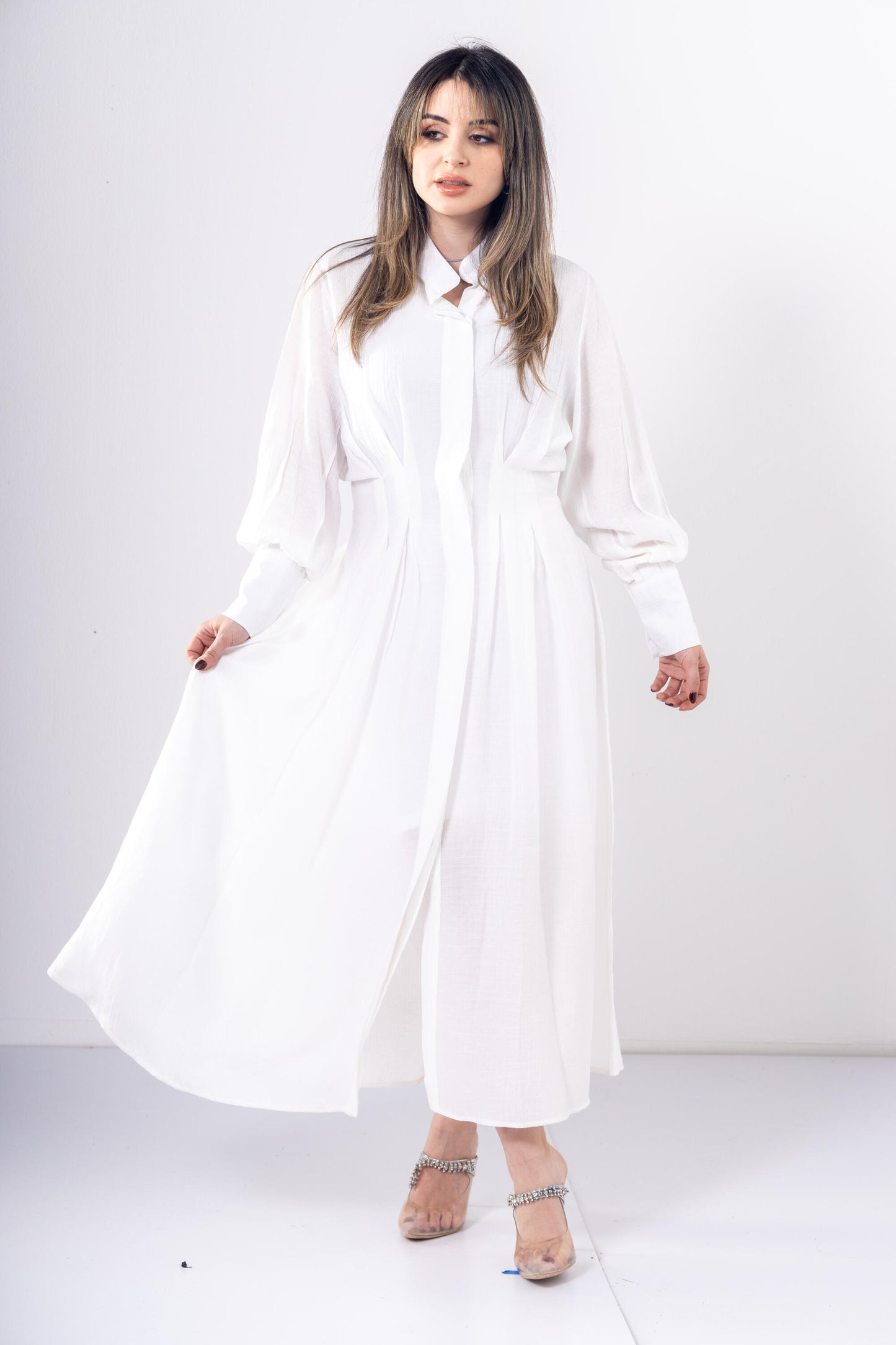 Cloud Waist Midi in White