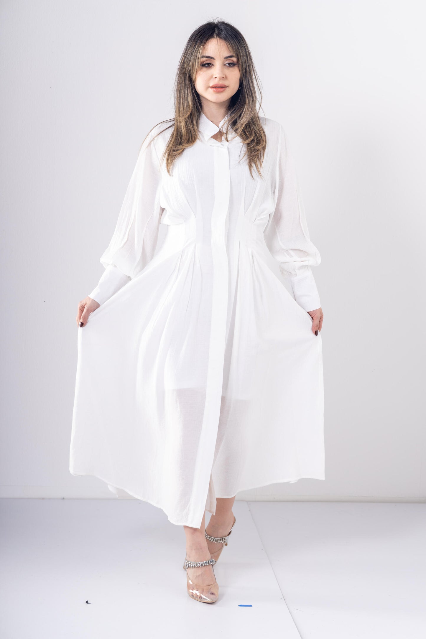 Cloud Waist Midi in White