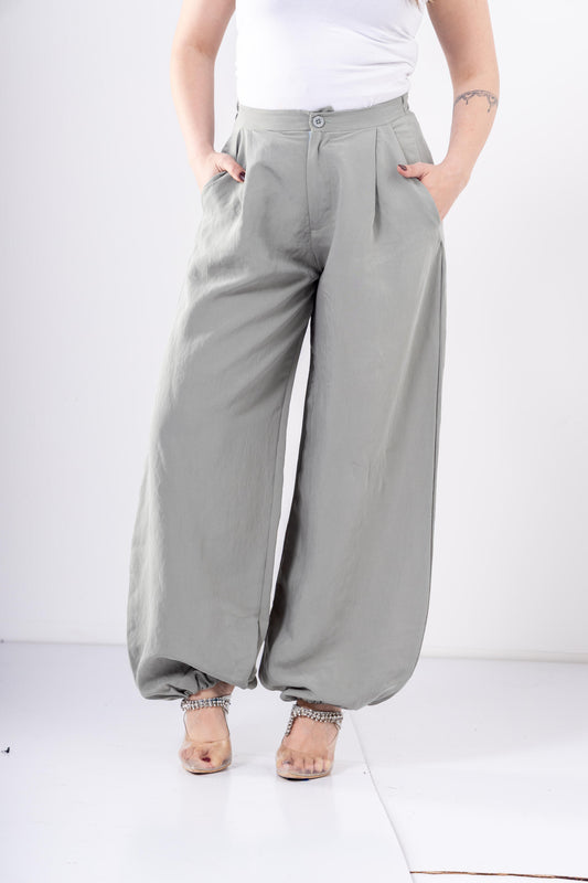 Pleated Balloon Pants In Sage