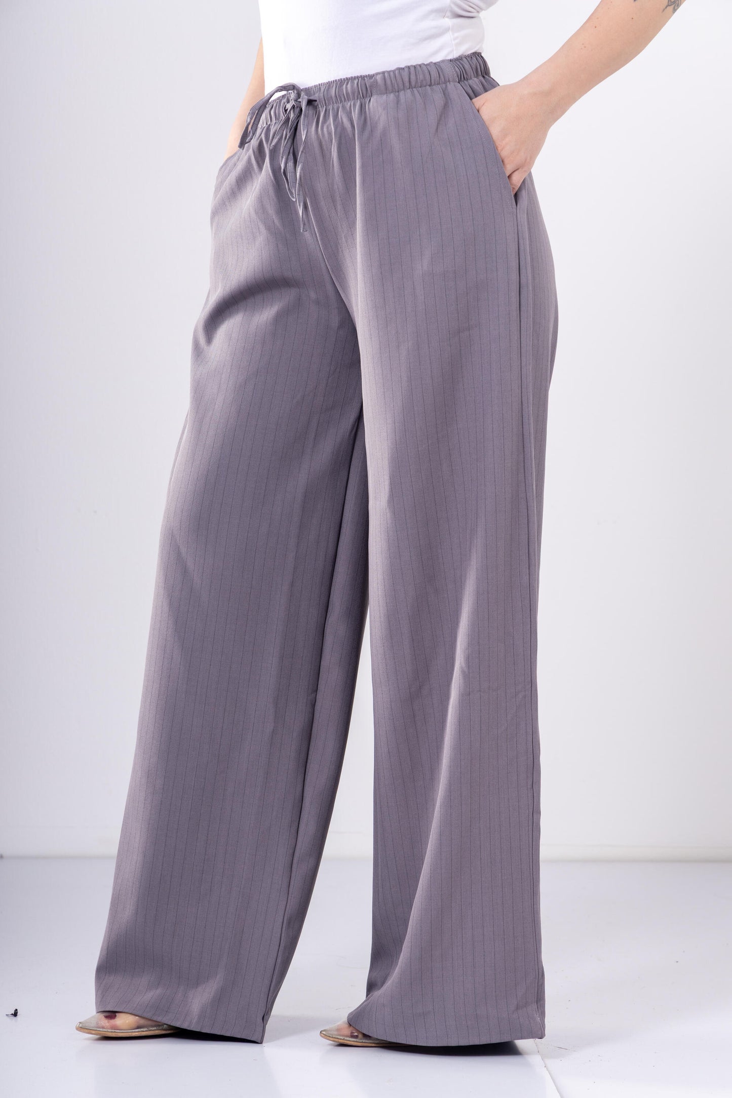 Dark Grey Pinstriped Pants