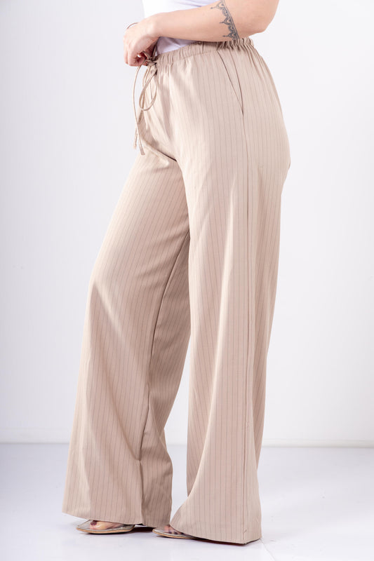Beige Pinstriped Pants